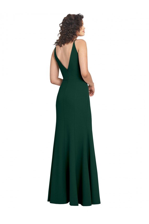 Affordable Form Fitting Stretch Formal Crepe A-Line Bridesmaid Dress / Prom Dress
