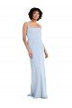 Affordable Slim Square Neck Fit and Flare Full Length Stretch Crepe Bridesmaid Dress / Prom Dress