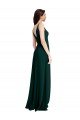 Affordable Slim A-Line V-Neck Full Length Formal Crepe Bridesmaid Dress / Prom Dress with Side Slit