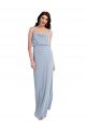 Affordable Draped Cowl Neck Long Formal Crepe Bridesmaid Dress / Prom Dress with Spaghetti Straps