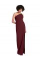 Affordable Sleek One Shoulder Long Formal Crepe Bridesmaid Dress / Prom Dress with Daring Slit