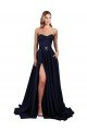 Affordable Sweetheart Neckline Low Back Long Formal Crepe Bridesmaid Dress / Prom Dress with Pockets & High Leg Spit