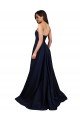 Affordable Sweetheart Neckline Low Back Long Formal Crepe Bridesmaid Dress / Prom Dress with Pockets & High Leg Spit