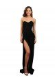 Affordable Corset Style Strapless Formal Crepe Bridesmaid Dress / Prom Dress with High Split