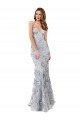 Affordable Silver V-Neckline Backless Floral Patterned Sequin Formal Bridesmaid Dress / Prom Dress