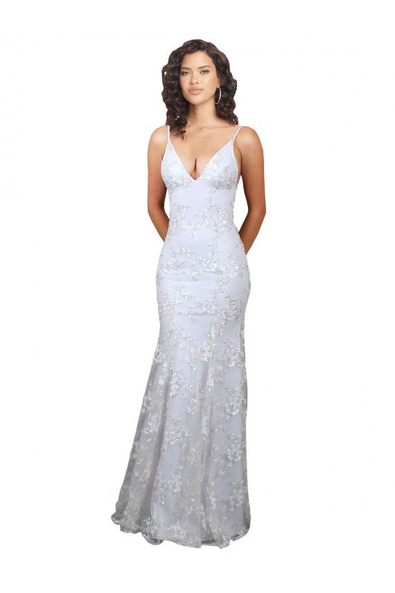 Affordable V-Neckline Backless Floral Patterned Sequin Formal Bridesmaid Dress / Prom Dress