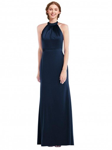 Affordable High Neck Open Back Long Maxi Bridesmaid Dress / Prom Dress