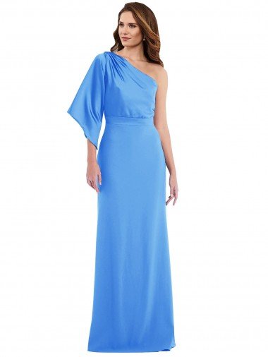 Affordable One Shoulder Bell Sleeves Trumpet Bridesmaid Dress / Prom Dress