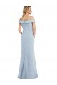 Affordable Off the Shoulder Tuxedo Maxi Bridesmaid Dress / Prom Dress with Front Slit
