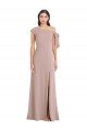 Affordable Off the Shoulder Tie Detail Maxi Formal Crepe Bridesmaid Dress / Prom Dress with Front Slit