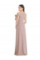 Affordable Off the Shoulder Tie Detail Maxi Formal Crepe Bridesmaid Dress / Prom Dress with Front Slit