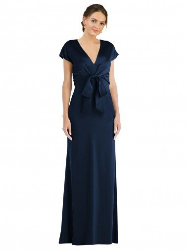 Affordable Soft Bow Blouson Bodice Trumpet Formal Crepe Bridesmaid Dress / Prom Dress