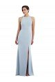 Affordable Cutout Open Back Halter Maxi Formal Crepe Bridesmaid Dress / Prom Dress with Scarf Tie