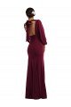 Affordable Bishop Sleeve Open Back Trumpet Formal Crepe Bridesmaid Dress / Prom Dress with Scarf Tie