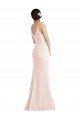 Affordable Skinny Strap Deep V-Neck Trumpet Formal Crepe Bridesmaid Dress / Prom Dress with Front Slit