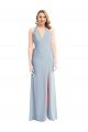 Affordable Plunge Neck Halter Backless Trumpet Bridesmaid Dress / Prom Dress with Front Slit
