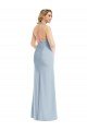 Affordable Plunge Neck Halter Backless Trumpet Bridesmaid Dress / Prom Dress with Front Slit