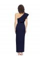 Affordable Ruched Floor Length Long Formal Crepe Bridesmaid Dress / Prom Dress with Shoulder Ruffles