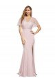 Affordable Crepe Long Sweetheart Neckline Formal Bridesmaid Dress / Prom Dress with Tulle Overlay Shoulders