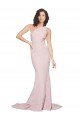 Affordable Long Sweep Train One Shoulder Crepe Bridesmaid Dress / Prom Dress with Side Leg Split