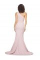 Affordable Long Sweep Train One Shoulder Crepe Bridesmaid Dress / Prom Dress with Side Leg Split