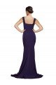 Affordable Square Neck Long Sweep Train Crepe Bridesmaid Dress / Prom Dress with Thick Straps