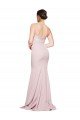 Affordable Straight Neck Long Strapless Formal Crepe Bridesmaid Dress / Prom Dress with Soft Tulle Overlay and Small Train