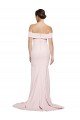 Affordable Off Shoulder Long Formal Crepe Bridesmaid Dress / Prom Dress with Straight Neckline and Side Split