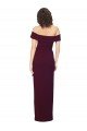 Affordable Fitted Full Length Off the Shoulder Formal Crepe Bridesmaid Dress / Prom Dress with Side Split and Waist Tie