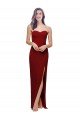 Affordable Straight Pencil Skirt Long Sweetheart Formal Crepe Bridesmaid Dress / Prom Dress with High Side Split