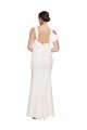 Affordable Full Length Square Neck Formal Crepe Bridesmaid Dress / Prom Dress with Asymmetrical Straps and Bow Back