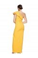 Affordable One Shoulder Floor Length Formal Crepe Bridesmaid Dress / Prom Dress with Thigh High Split