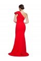 Affordable One Shoulder Long Sweep Train Crepe Bridesmaid Dress / Prom Dress with Thigh High Split