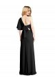 Affordable Pleated One Shoulder Flutter Sleeves Slim Formal Crepe Bridesmaid Dress / Prom Dress