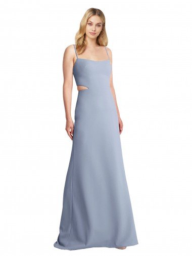Affordable Feminine Scoop Neckline Long Crepe Slip Bridesmaid Dress / Prom Dress 