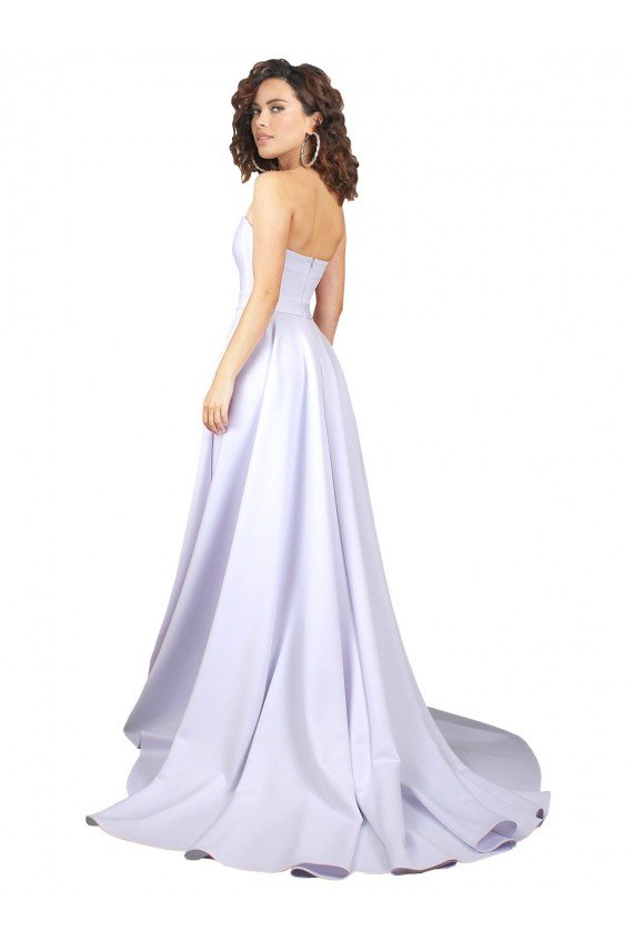 Affordable Simple Sweetheart A-Line Long Crepe Beach Wedding Dress with Front Slit