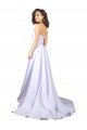 Affordable Simple Sweetheart A-Line Long Crepe Beach Wedding Dress with Front Slit