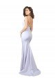 Affordable Simple Mermaid V-Neck Long Crepe Beach Wedding Dress with Right Slit