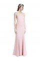 Affordable Square Neck Criss Cross Open Back Slim Crepe Bridesmaid Dress / Prom Dress with Spaghetti Straps
