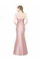 Affordable Long Strapless Formal Stretch Satin Bridesmaid Dress / Prom Dress with Pleats and Low Back
