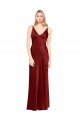 Affordable Full Length Long Formal Stretch Satin Slip Bridesmaid Dress / Prom Dress V-Back