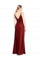 Affordable Full Length Long Formal Stretch Satin Slip Bridesmaid Dress / Prom Dress V-Back