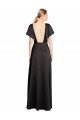 Affordable Cap Sleeves Open Back Long Formal Stretch Satin Bridesmaid Dress / Prom Dress