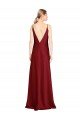 Affordable Floor Length Deep V-Back Formal Stretch Satin Bridesmaid Dress / Prom Dress with Front Slit