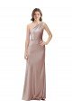 Affordable One Shoulder Black-Tie Floor Length Long Formal Stretch Satin Bridesmaid Dress / Prom Dress