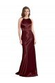 Affordable High Neck Halter Long Sleeveless Formal Stretch Satin Bridesmaid Dress / Prom Dress with Strappy Back