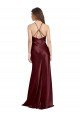 Affordable High Neck Halter Long Sleeveless Formal Stretch Satin Bridesmaid Dress / Prom Dress with Strappy Back