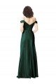 Affordable Off the Shoulder Sleeves Long Formal Stretch Satin Bridesmaid Dress / Prom Dress with Pleated Draped Neckline