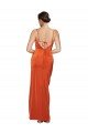 Affordable Front Cowl Neck Long Floor Length Formal Stretch Satin Bridesmaid Dress / Prom Dress with High Side Split