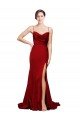 Affordable Cowl Front Neck Sweep Train Formal Stretch Satin Bridesmaid Dress / Prom Dress with High Side Split